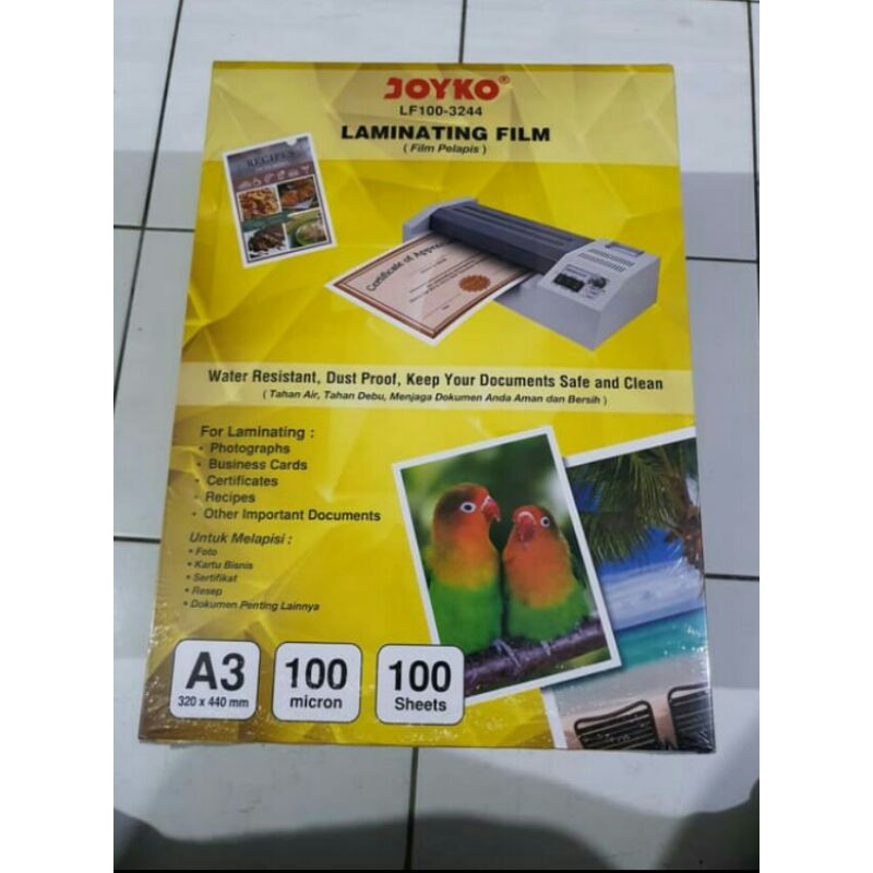 

plastik.laminating.film.joyko.ukuran.A3.isi100seet