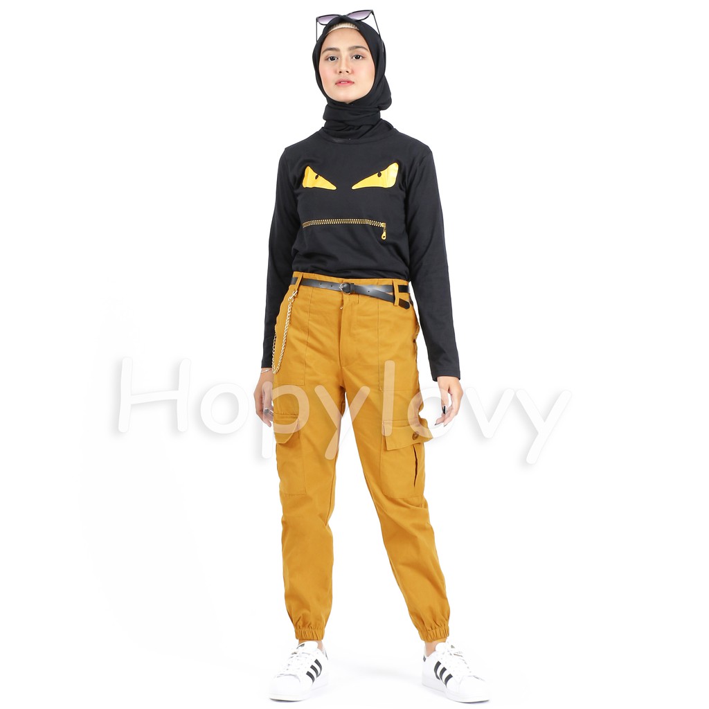 HOPYLOVY Celana Wanita Jogger Cargo | Joger Kargo Atalea