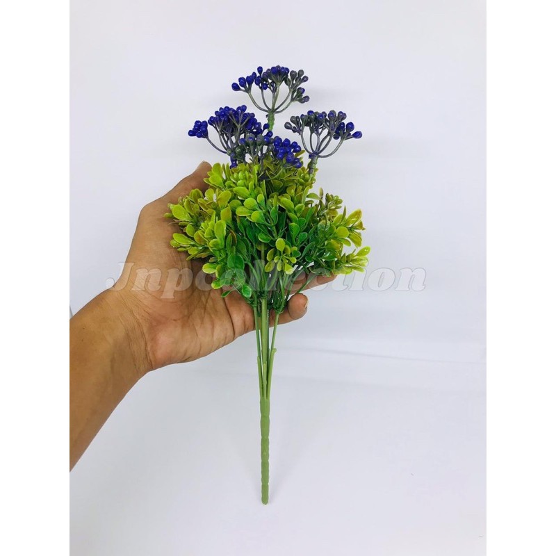 Tangkai Daun Berry Mini Plastik Artificial Warna UNGU/Daun Palsu/Rumput Palsu