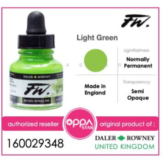 

Cat Aklirik Daler Rowney FW Ink 29.5 ML Light Green 160029348