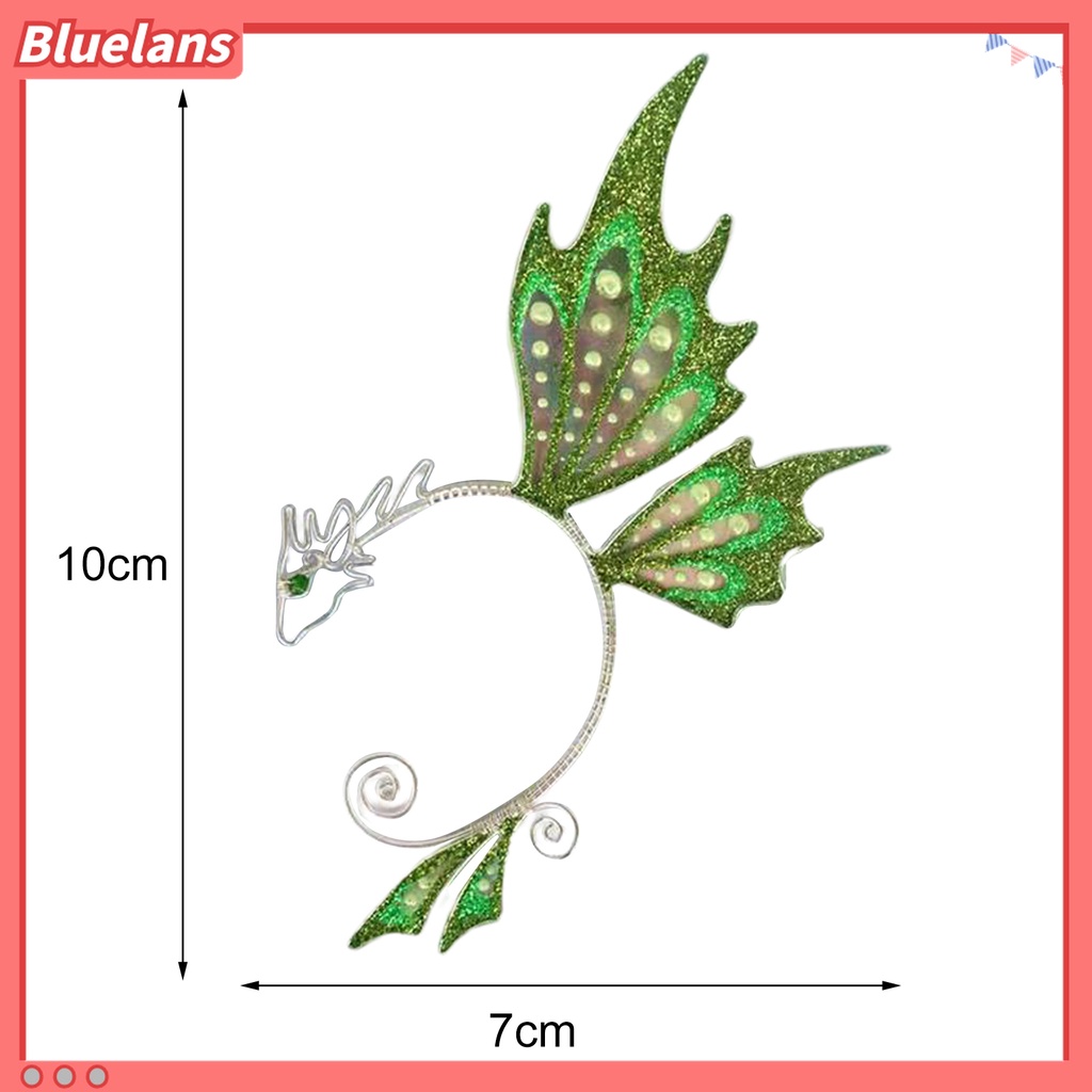 1 Pc Anting Klip Tanpa Tindik Desain Sayap Kupu-Kupu Naga Warna-Warni Untuk Cosplay