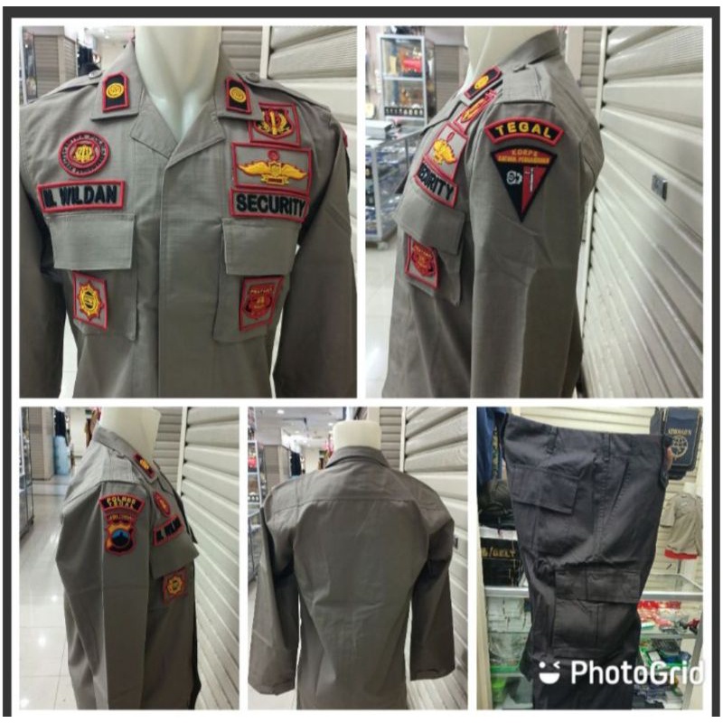 BAJU PDL SECURITY SATPAM COKLAT LOGO TIMBUL TERBARU