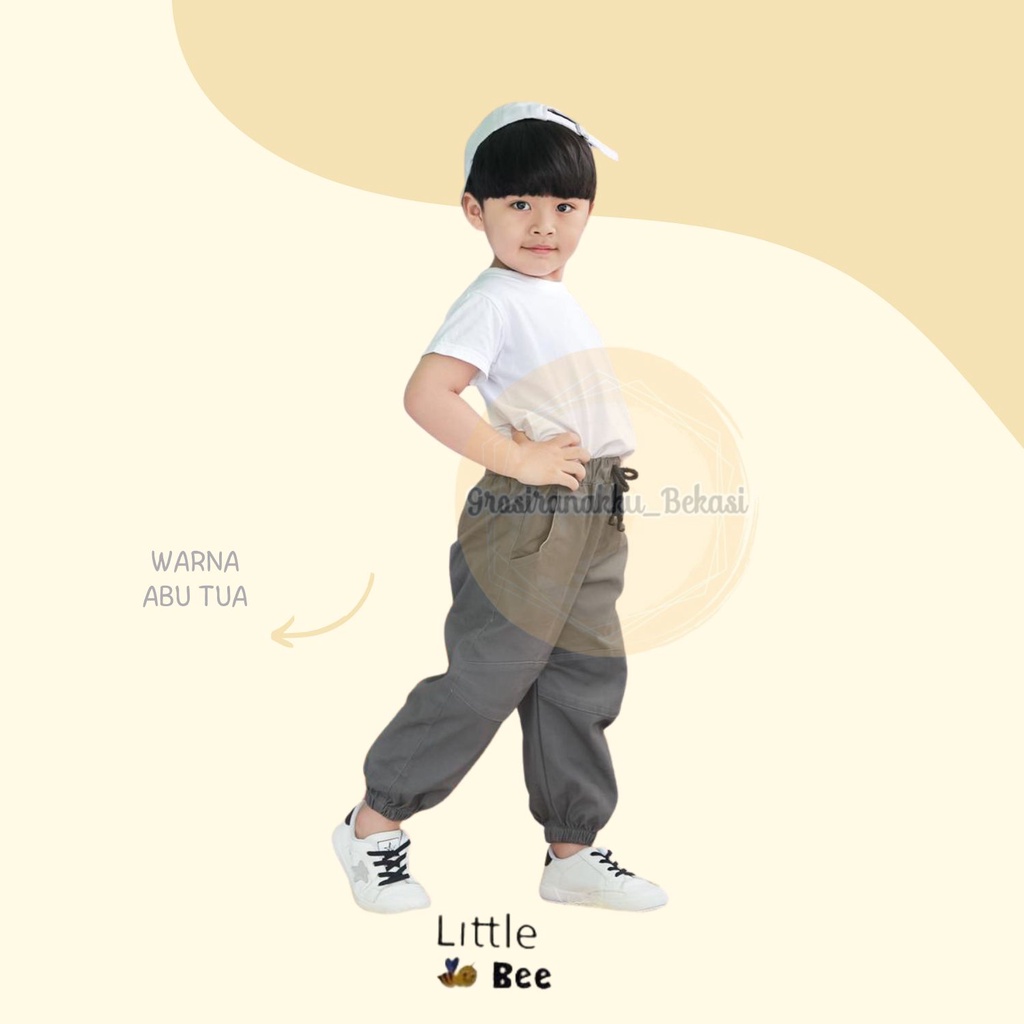 Celana Anak Jogger Laki-Laki Littlebee Warna Abu Tua size 1-5tahun