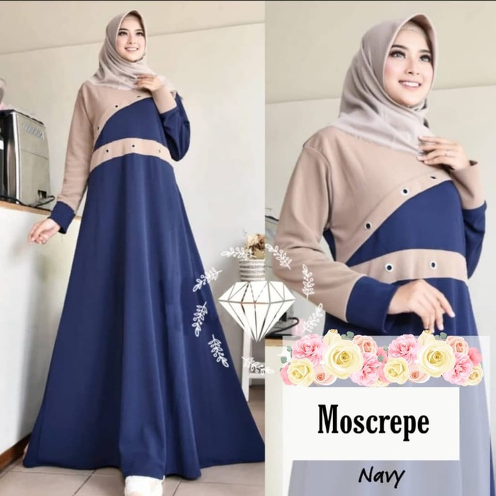 Agr049 gamis  simpel dress weni navy baju  muslim remaja  