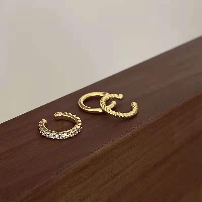 3pcs / Set Anting Bulat Hias Zircon / Berlian Imitasi Gaya Elegan / Minimalis / Bohemian Untuk Wanita