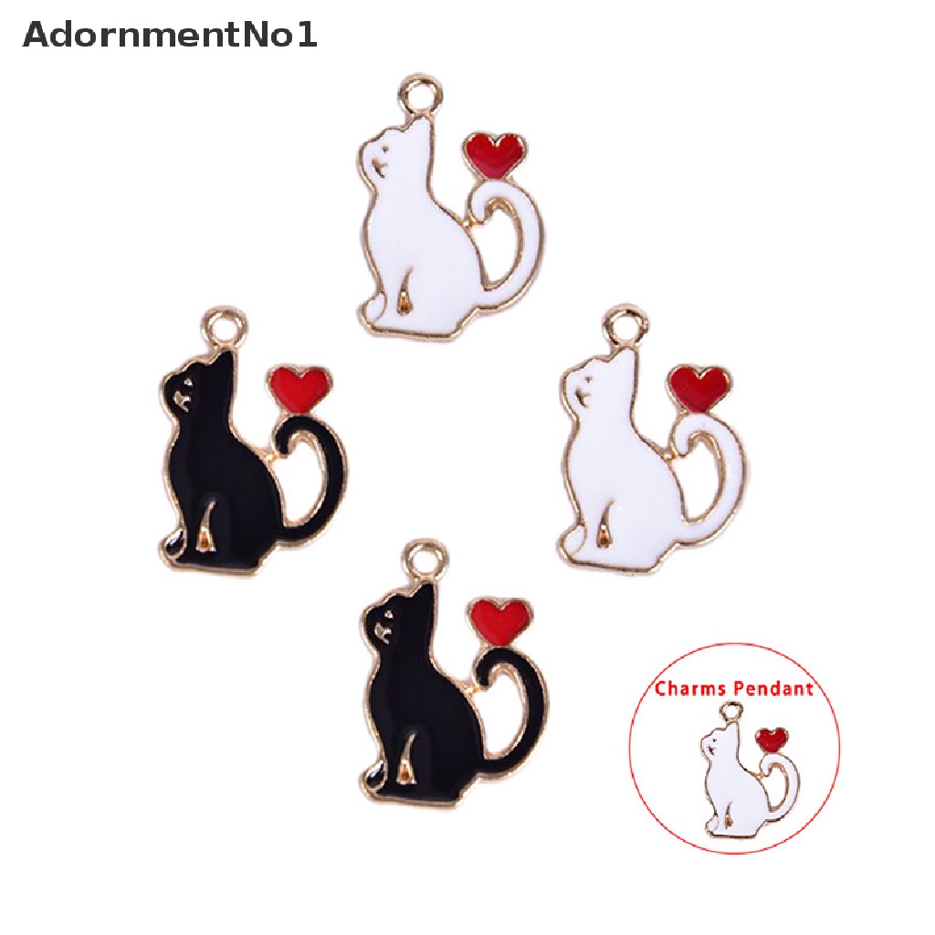 (AdornmentNo1) 10pcs / Set Liontin Bentuk Kucing / Hati Bahan Alloy Untuk Kerajinan Tangan DIY