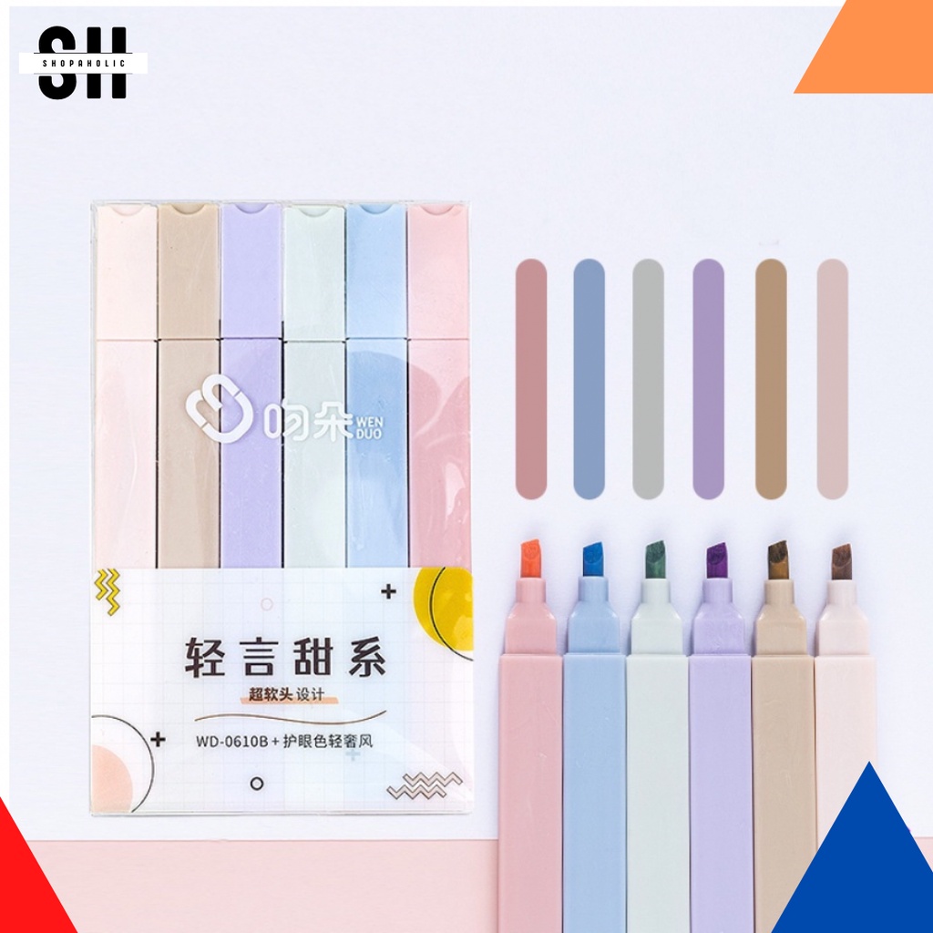 

COD MULTICOLOR pena stabilo siswa 6PCS/SET Stabilo / highlighter pastel 6 colors warna