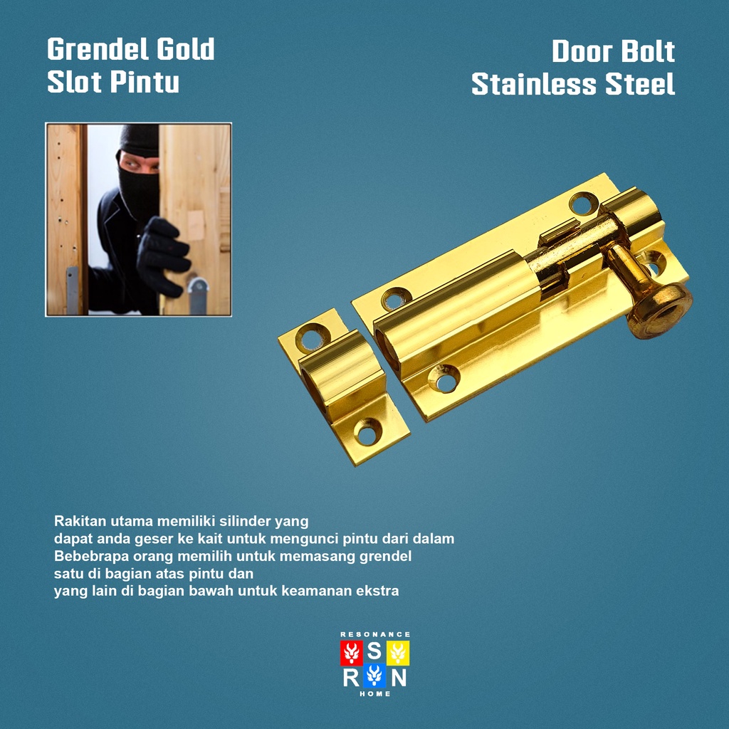 Slot Pintu Kuning 3&quot; l Jendela Plat Tebal Grendel 3 Inch Inci l Barel Bolt Resonance Home