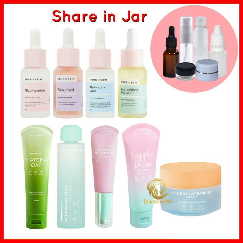 (SHARE IN JAR) TRUE TO SKIN Azulene Oat Barrier Moisturizer Cream Matcha Oat Cleanser Mugwort Cica Essence Toner Gel Cream Supple Gel Mask Niacinamide Bakuchi Hyaluronic Antioxidant Oil