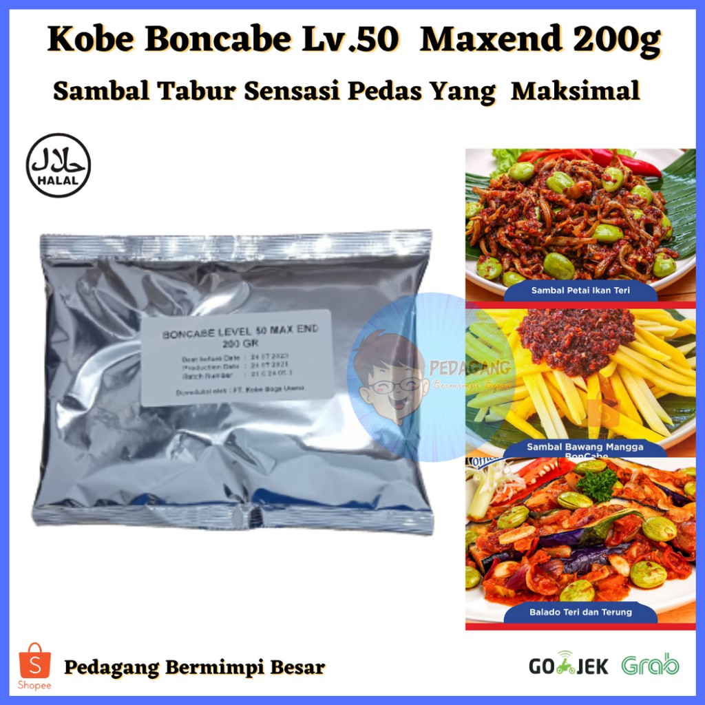 Kobe Boncabe Lv. 50 Maxend 200g/ Boncabe Level 50/ Sambal Tabur/ Bubuk Sambal Tabur PEDAS