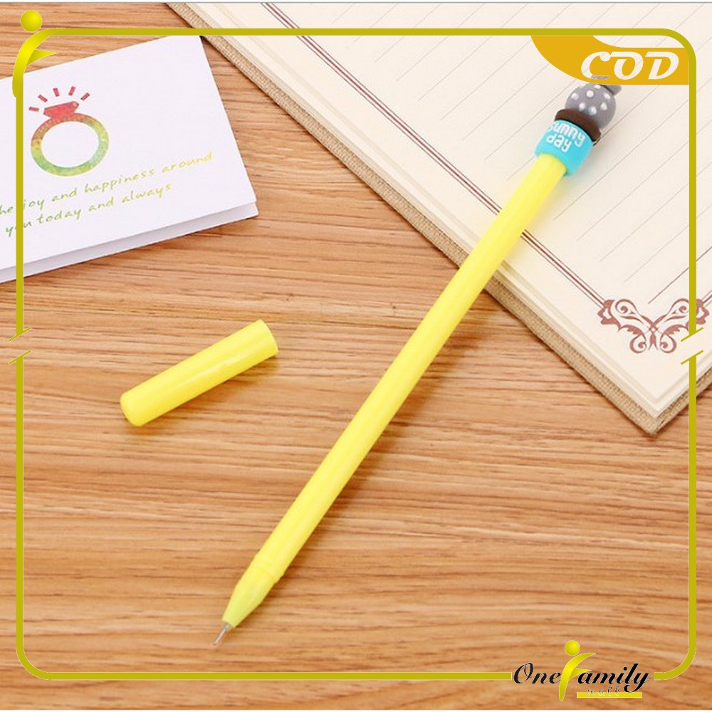 ONE-A16 Pulpen Gel Karakter Kaktus / Pena Kaktus / Bolpen Gel / Pulpen Lucu Unik Bentuk Pot Kaktus-KUNING