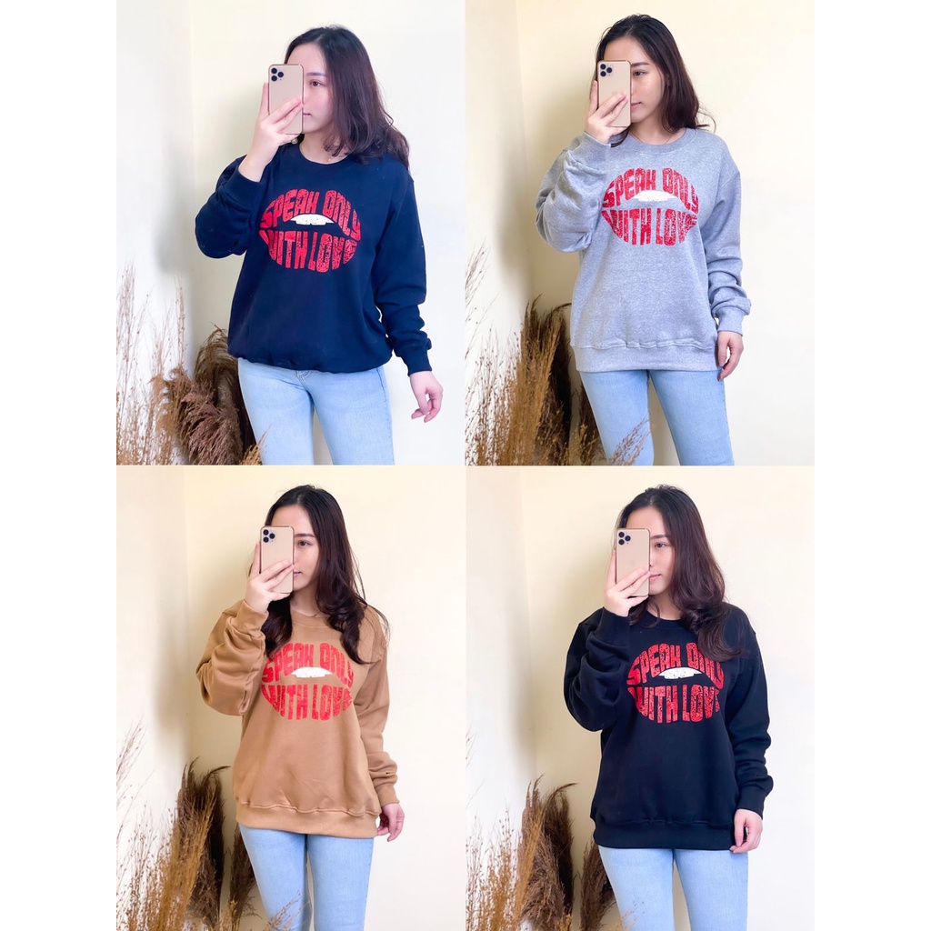 Sweater Crewneck Unisex Lengan Panjang Bahan Cotton Fleece Premium