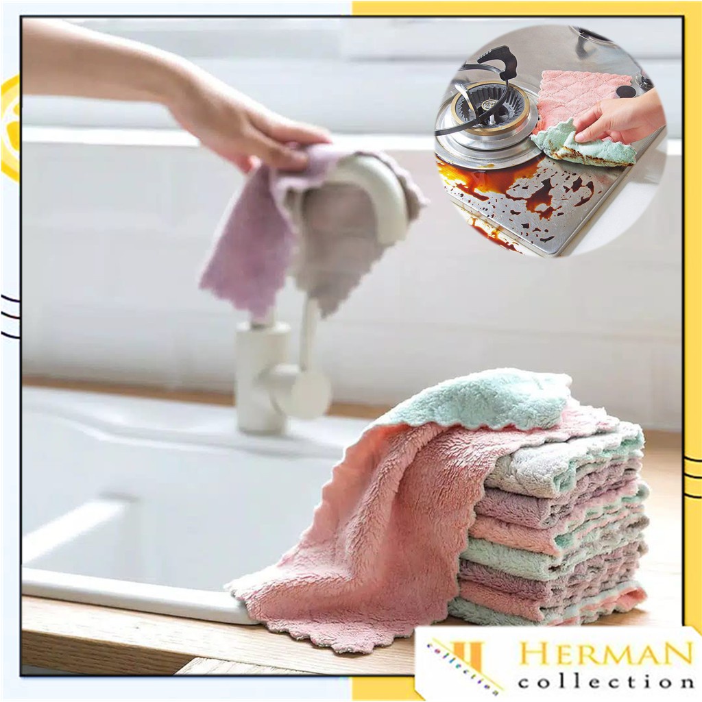 Kain Lap Serbaguna/ Kain Dapur Serap Minyak dan Air/ Kain Meja Piring Microfiber Beludru