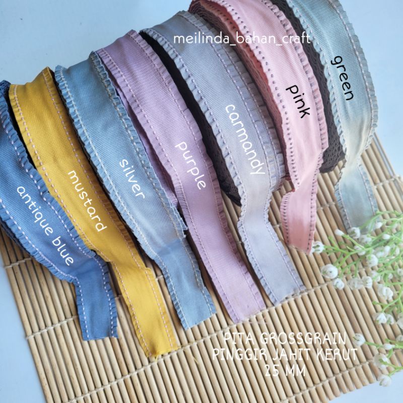 

kode P97-5 PITA KOREA GROSSGRAIN PINGGIR JAHIT KERUT 1"/2.5 cm