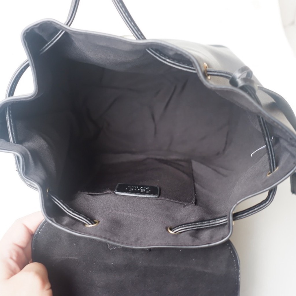 Fashion Backpack Drawstring PU Leather Import Premium / Tas ransel batam Serut wanita F Logo