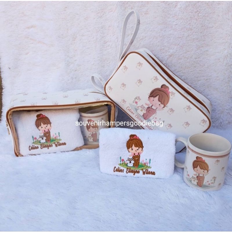 

PAKET HAMPERS ONE MONTH/PAKET HAMPERS POUCH MUG HANDUK BORDIR/SOUVENIR AQIQAH/SOUVENIR POUCH CUSTOM