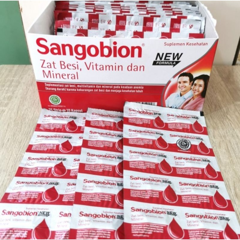 SANGOBION STRIP ISI 10 Kapsul Penambah Darah Multivitamin Zat Besi Vitamin dan Mineral Etabion Ramabion