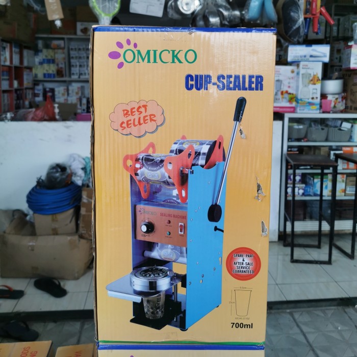 MESIN PRESS GELAS PLASTIK / CUP SEALER MACHINE MANUAL OMICKO 700ml