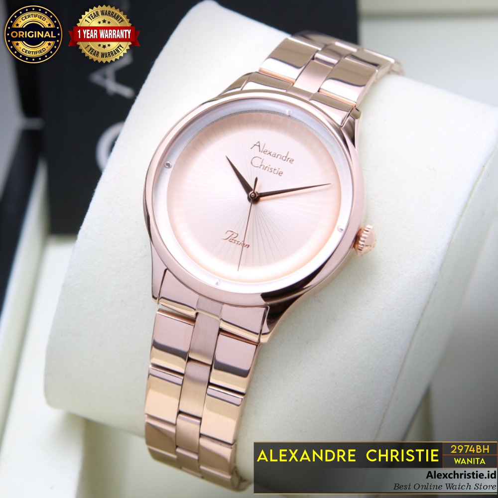 New 2022 Jam Alexander Christie Wanita 2974BH Full Rosegold Original Simpel Cantik Elegan