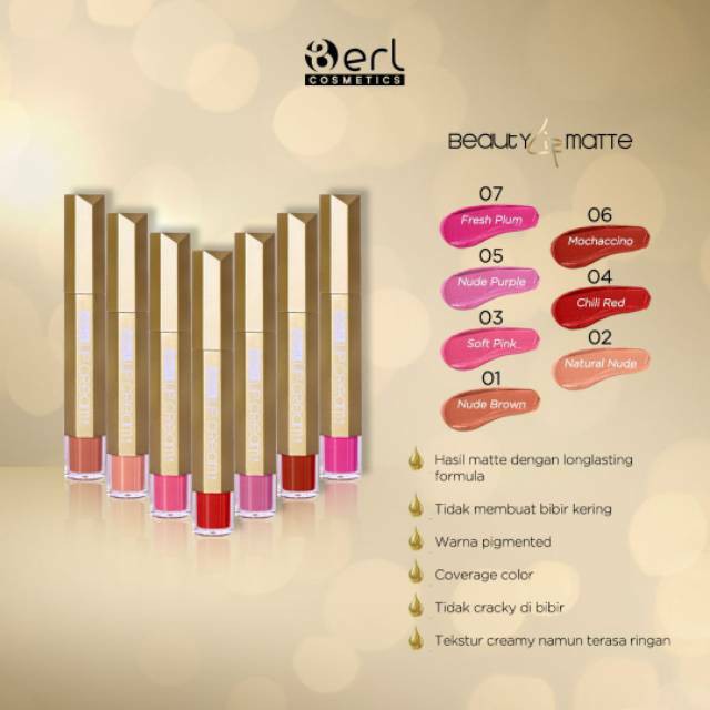 B ERL LIP MATTE COSMETICS - Beauty Lip Matte Cream -  BErl Cosmetics Wudhu Friendly