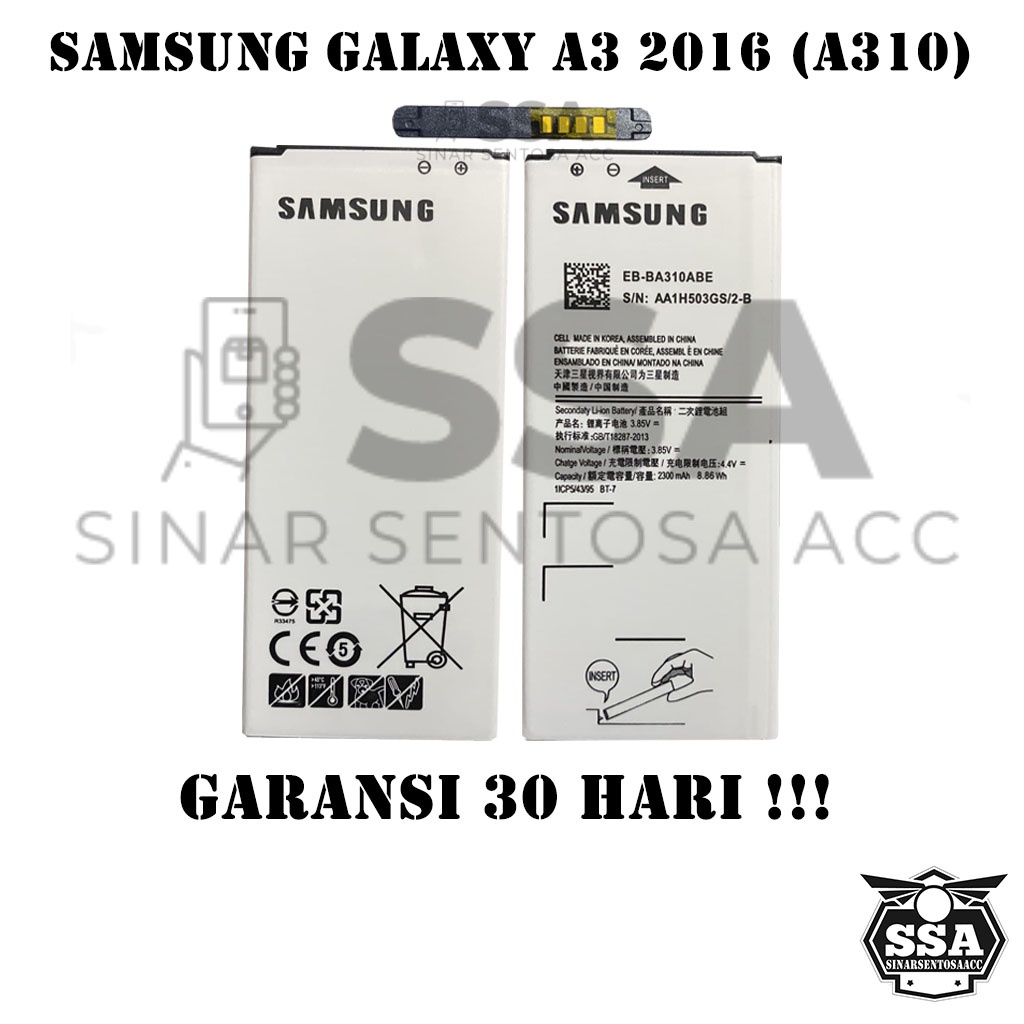 Baterai Original OEM Samsung Galaxy A3 2016 A310 EB-BA310ABE BA310ABE HP Ori Battery Batrai Batre Batu Batere GARANSI AWET MURAH