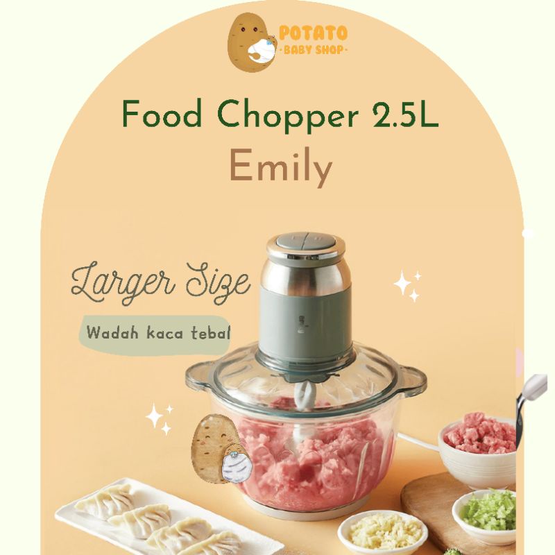 Emily Food Chopper 2,5L - Alat Perajang Makanan Elektrik