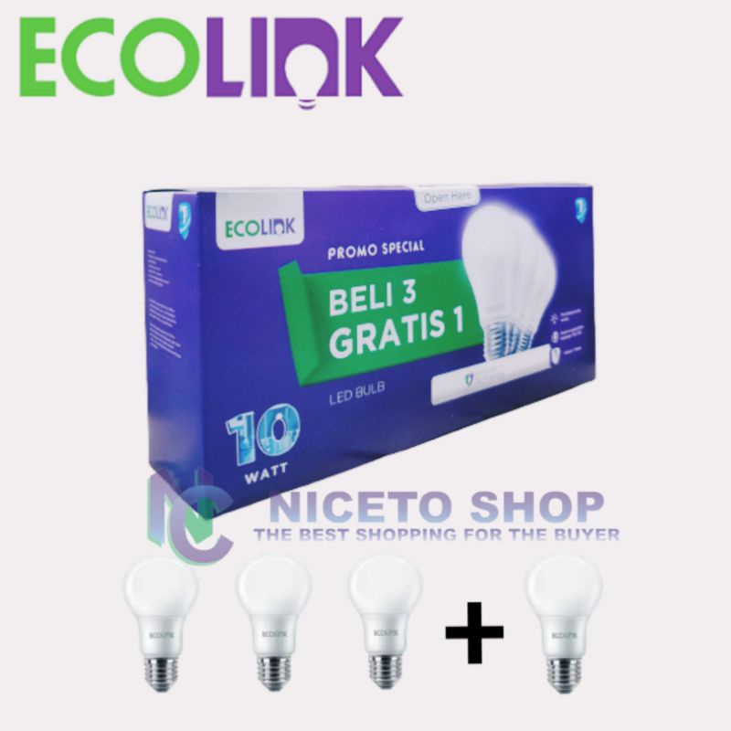 Lampu Paket ECOLINK LEDBulb MultiPack 10w 6500K (putih)