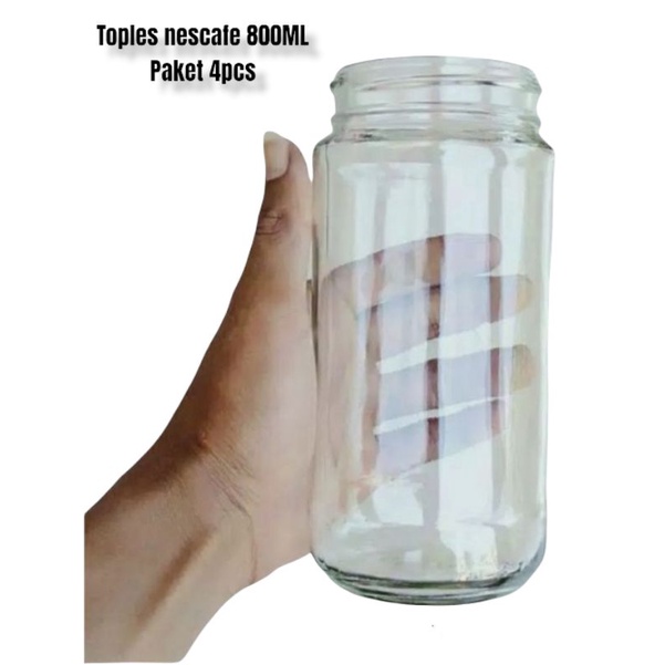 Toples nescafe besar isi 4 pcs Toples kaca besar Toples kaca bening tanpa tutup