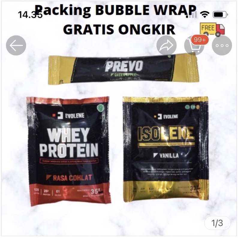 COD EVOLENE Whey Protein BPOM 1 sachet FREE bubble wrap