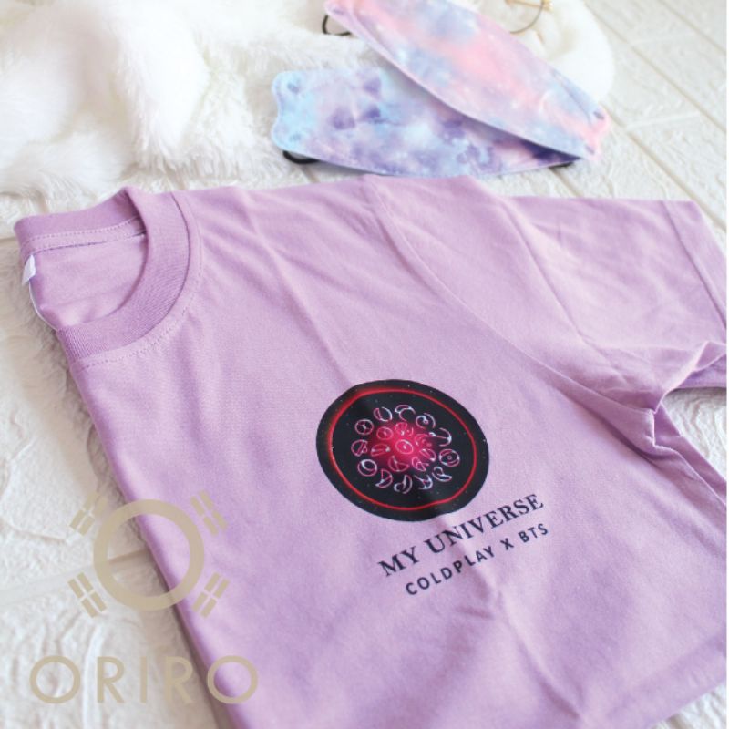 Kaos Korea Kpop Unisex MY UNIVERSE COLDPLAY X BTS Baju Tshirt Bahan Cotton Combed 30s