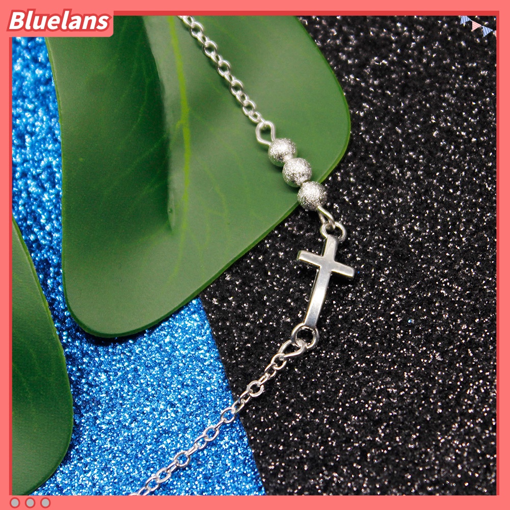 Bluelans Fashion Women Beaded Cross Charm Bracelet Chain Hand Jewelry Birthday Gifts