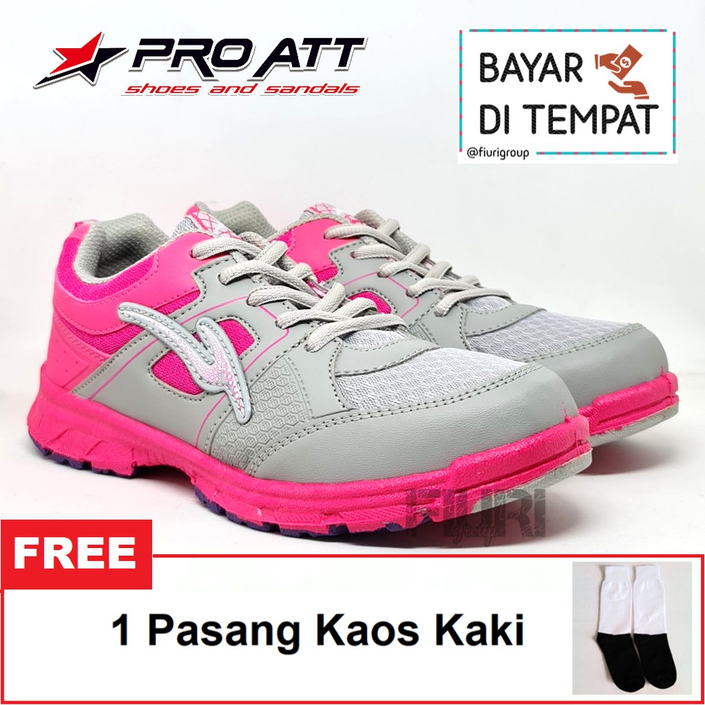 FIURI - Pro ATT Original - LG 456 Pink 37-41- Sepatu Kets Wanita - Sepatu Sneakers Wanita - Sepatu Olahraga Sport Wanita - Sepatu Casual - Sepatu Jogging Lari Fitness Gym Senam Wanita - Sepatu Cewek - Sepatu Sekolah Bertali SD SMP SMA