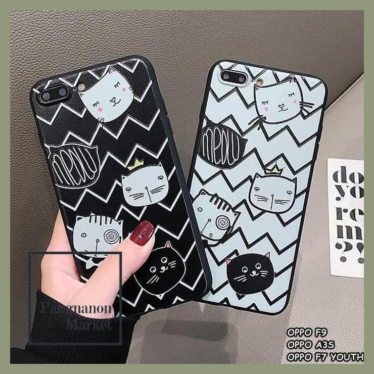 For Oppo F9, A3S, F7 Youth - Zig Zag Cat Soft Silicone Case Casing
