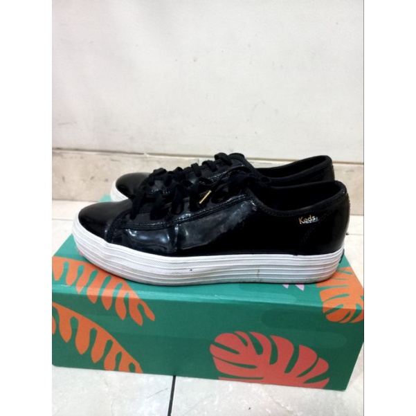 Keds triple kick patent black