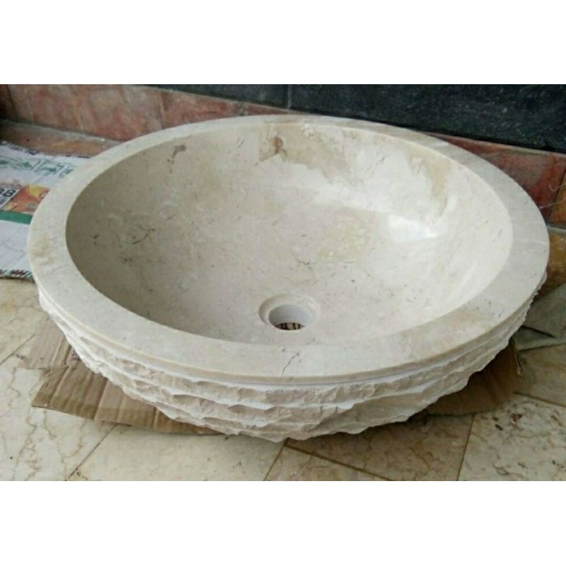 Wastafel Batu Marmer Putih