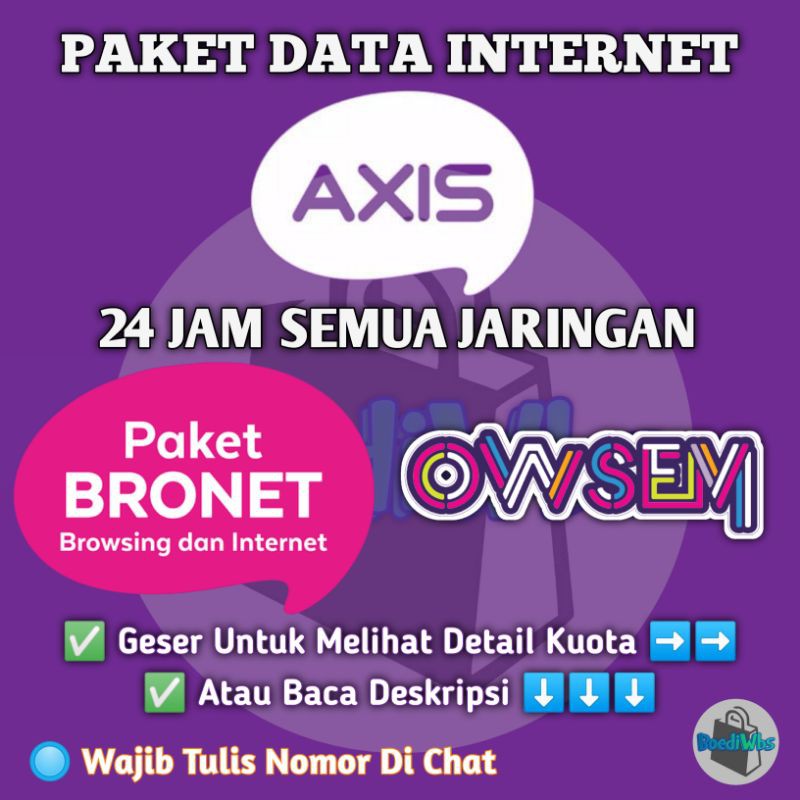 Kuota AXIS 24 Jam Bronet Owsem Unlimited Murah