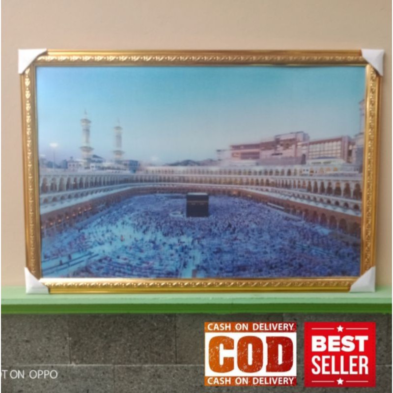 1 set gambar 3 dimensi kabah dan bingkai bahan fiber ukuran 40x60cm