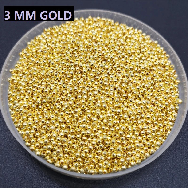 Mote bulat gold &amp; silver uk.3mm-8mm /pon