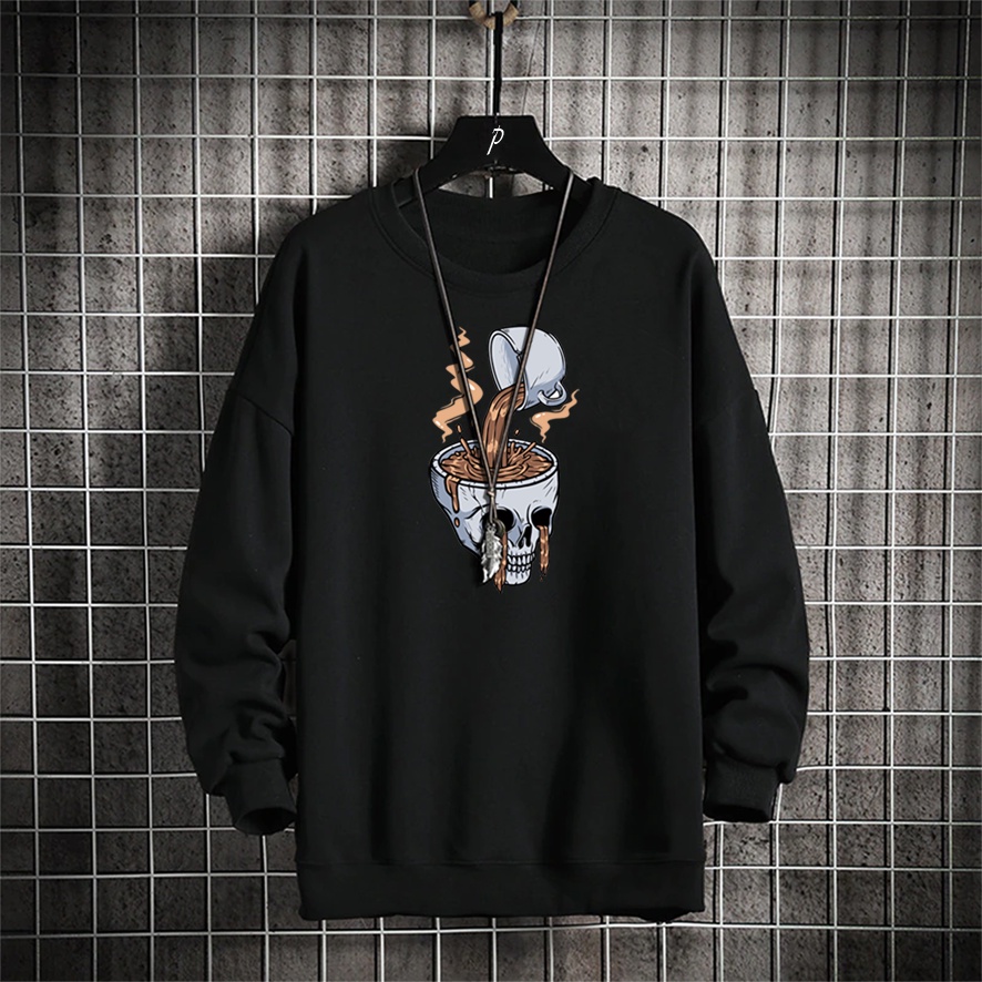 Sweater crewneck pria COFEE BRAINS sweter cowok distro murah keren