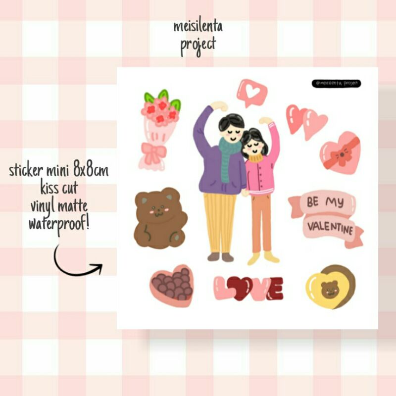 

BE MY VALENTINE - STICKER MINI DECO KISS CUT / STIKER JURNAL PLANNER SCRAPBOOK LUCU MURAH BY MEISILENTA PROJECT