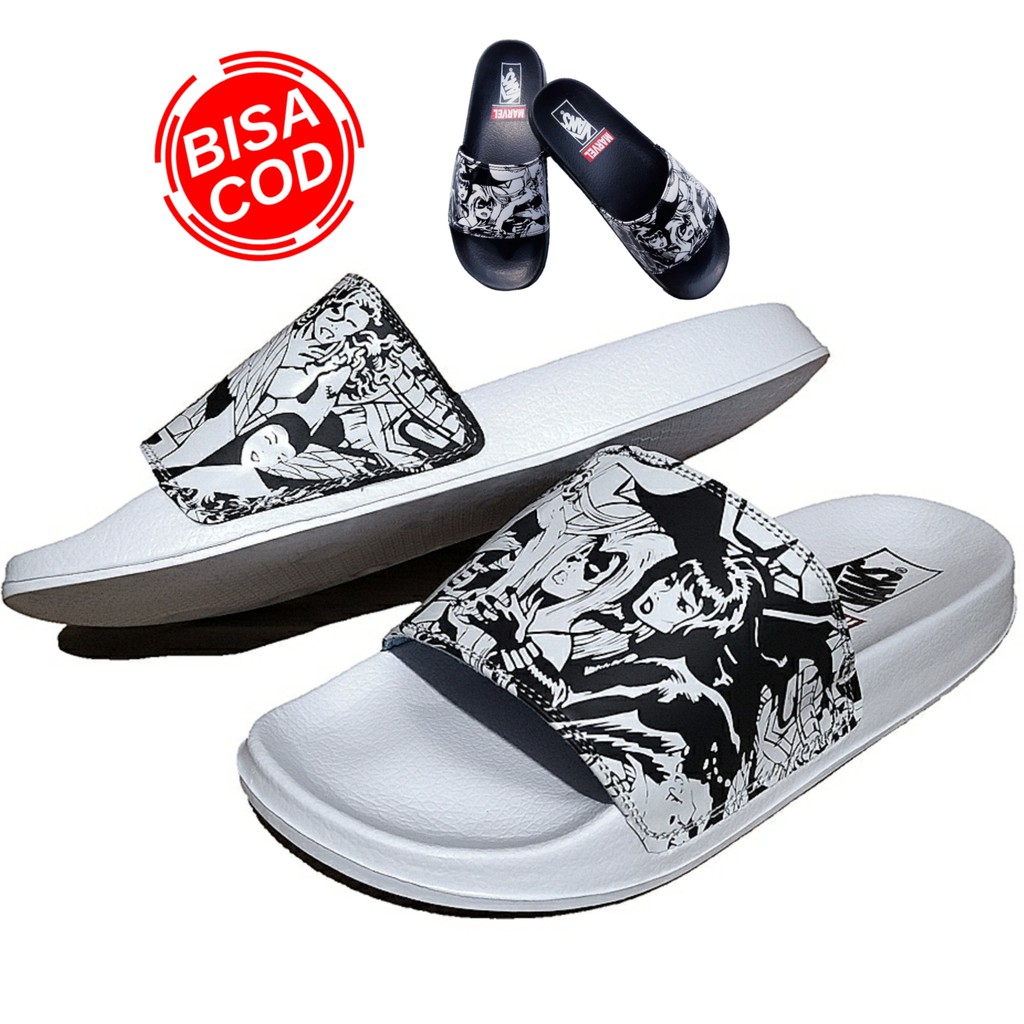Sandal Karet Sintetis Model Vans Marvel Slop Kasual Pria Wanita