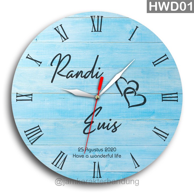 JAM DINDING KAYU CUSTOM NAMA FOTO HADIAH PERNIKAHAN UNIK KADO NIKAH NIKAHAN WEDDING ULANG TAHUN LUCU-1