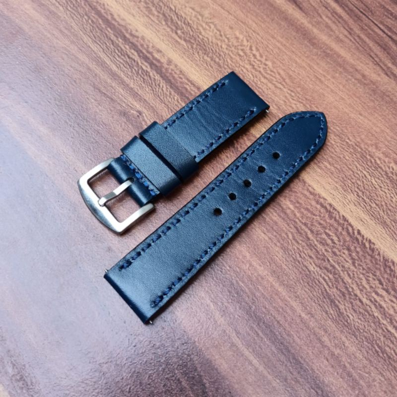 strap jam tangan kulit sapi original lokal kuning hijau biru maron ukuran 22mm dan 24 mm