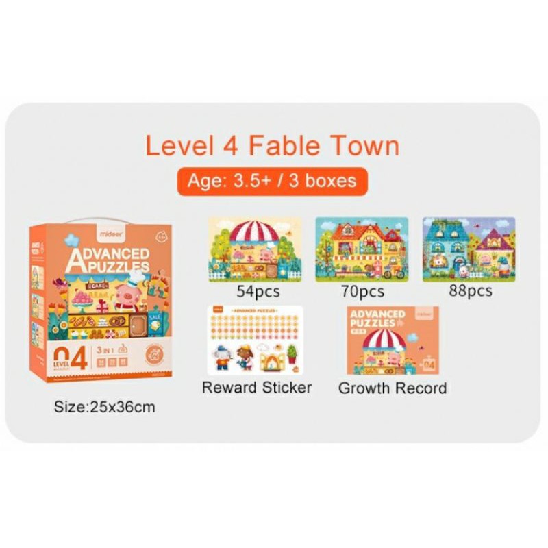 Puzzle Mideer 3in1 Fable Town LV 04 54 - 70 - 88 pc