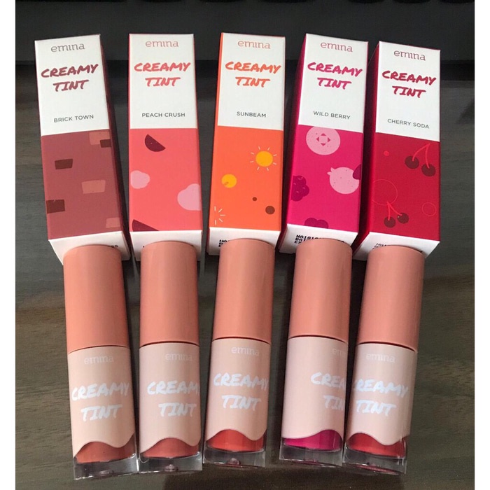 EMINA CREAMY TINT Tersedia 5 warna - Brick Town/ Cherry Soda/ Wild Berry/ Sunbeam/ Peach Crush ORI 100%