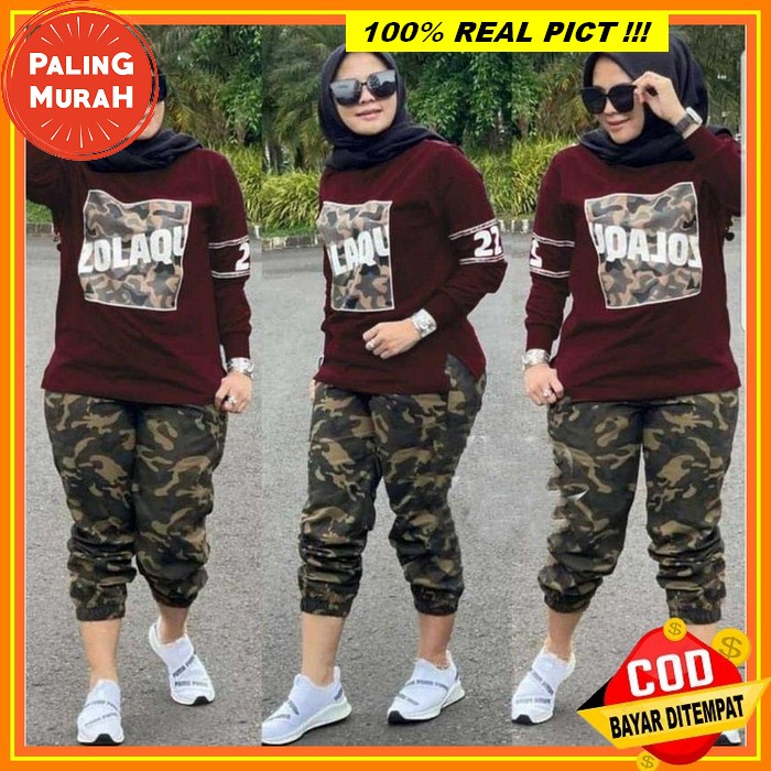Setelan Baju Olahraga Wanita Muslimah - One Set Muslim Salwa By Zolaris Baju Olahraga Wanita Lengan 