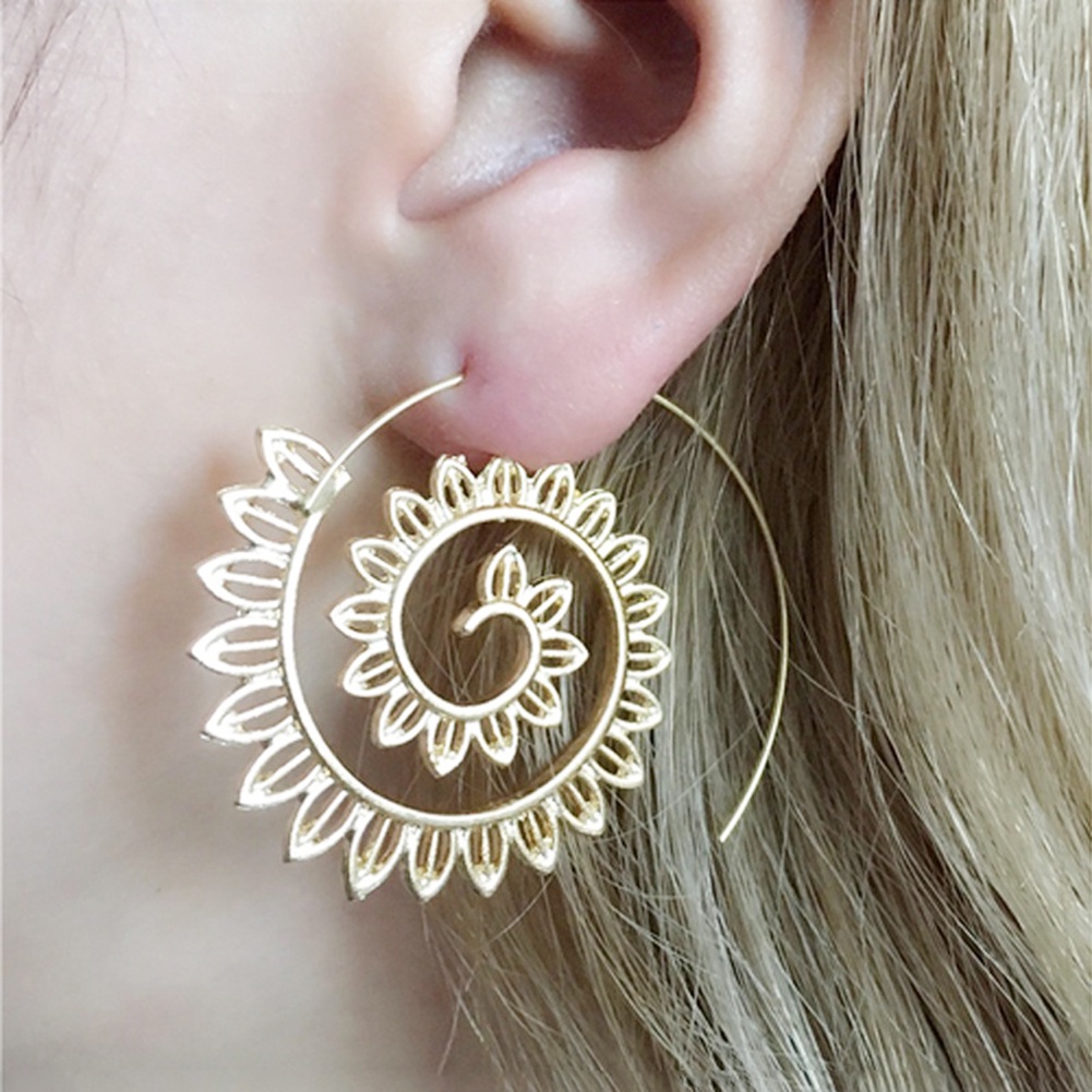 Hu Hu Hu Hu Hu Alat Bantu Pasang Kacamata♡ Anting Hoop Bentuk Water Drop Spiral Bahan Alloy Untuk Wanita