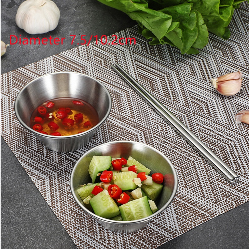 Stainless Steel Sauce Dishes Food Dipping Bowls Round Seasoning Dish Saucer Appetizer Plates