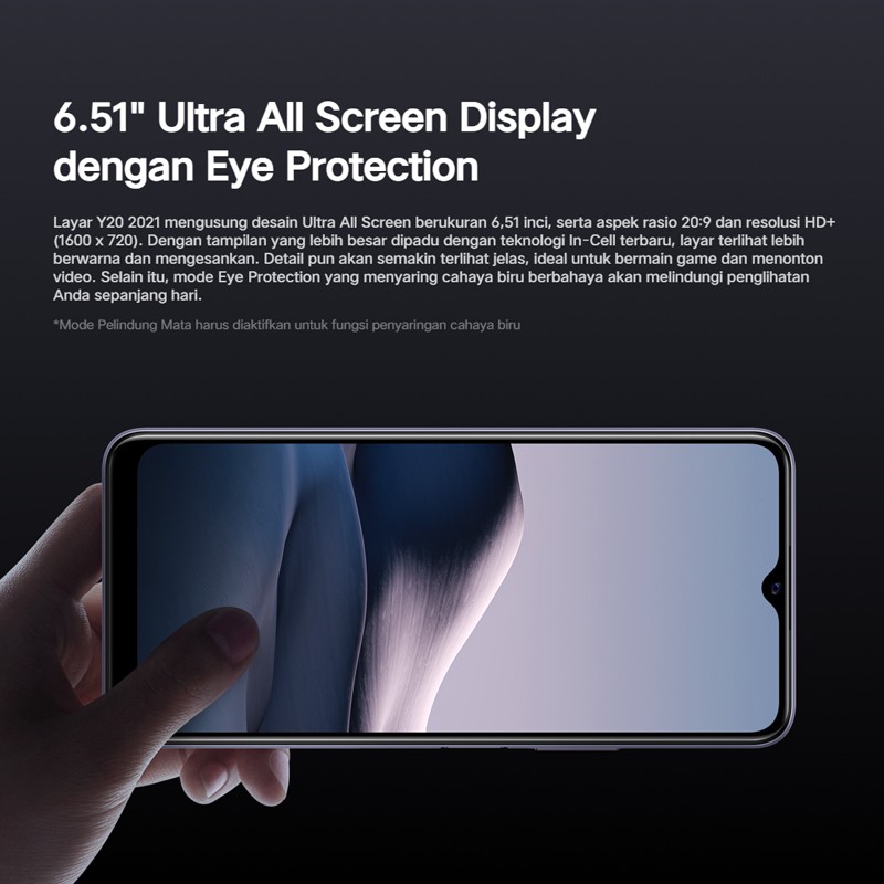 Vivo Y20 RAM 4GB ROM 64GB Garansi Resmi Original Handphone HP vivo y20 2021 Baru vivoy20 Bisa COD