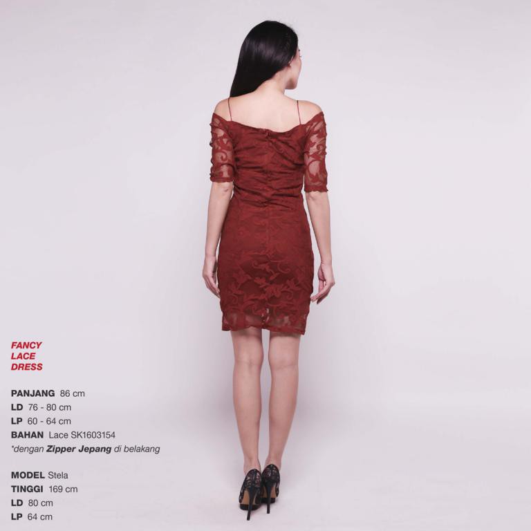 [ READY STOCK SINCIA IMLEK CHINESE NEW YEAR RED MAROON ] Dress Pesta Brukat - Fancy Lace Dress